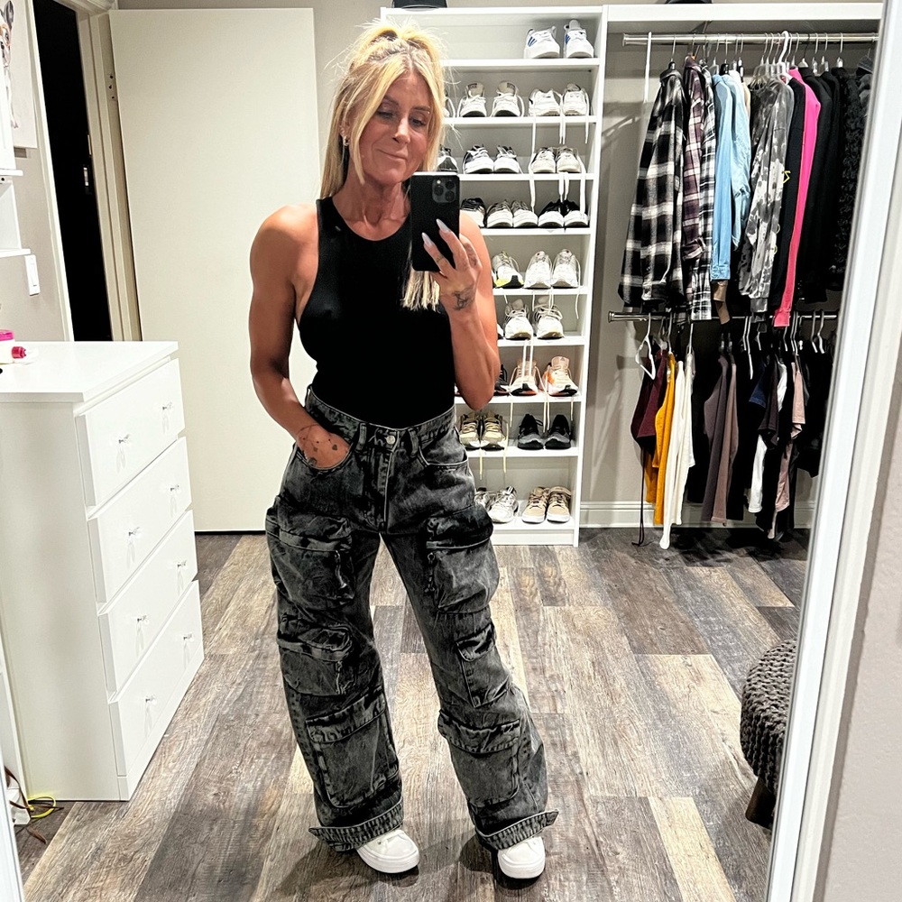 Zara jeans size 30 black wash cargos